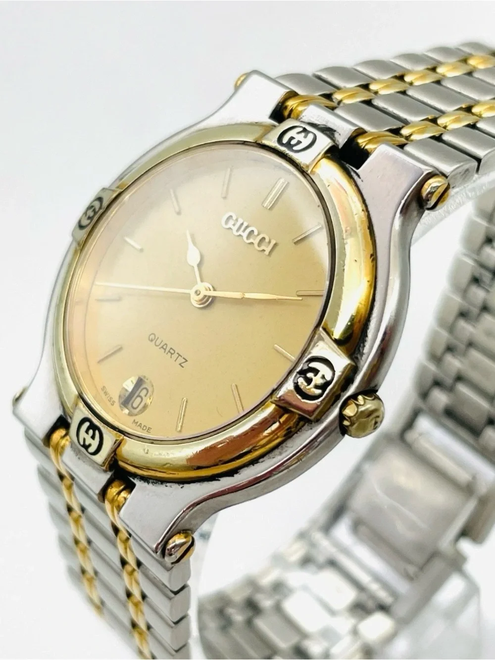 Gucci Two-Tone Stainless Steel Watch with Gold Dial